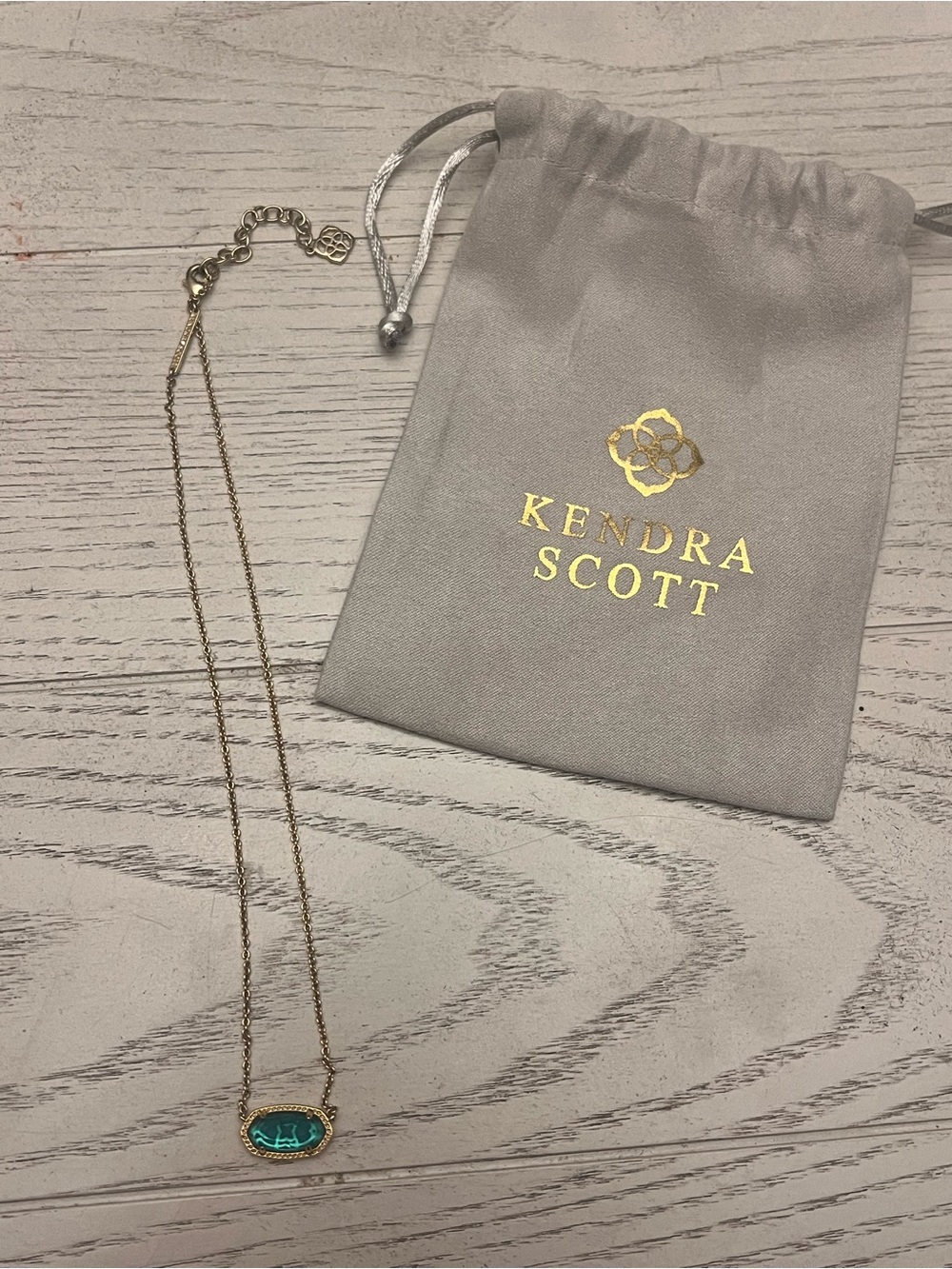 Kendra Scott Elisa Gold Necklace with Turquoise Oval Pendant - Picture 1 of 3